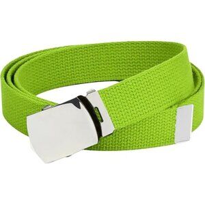 Hold’Em Mens Military Canvas Webbing Belts Slider Buckle Adjustable - Lime Green